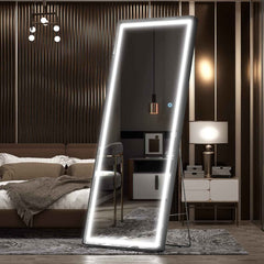 HASIPU Full Length Mirror, LED Door Mirror, Lighted Mirror, Round White