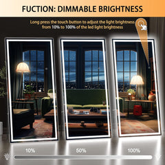 HASIPU Full Length Mirror, LED Door Mirror, Lighted Mirror, Round White