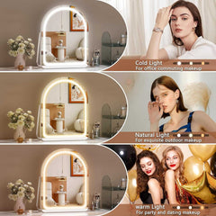 HAISPU Vanity Mirror with Light, Arched LED Makeup Mirror, Bluetooth