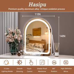 HAISPU Vanity Mirror with Light, Arched LED Makeup Mirror, Bluetooth