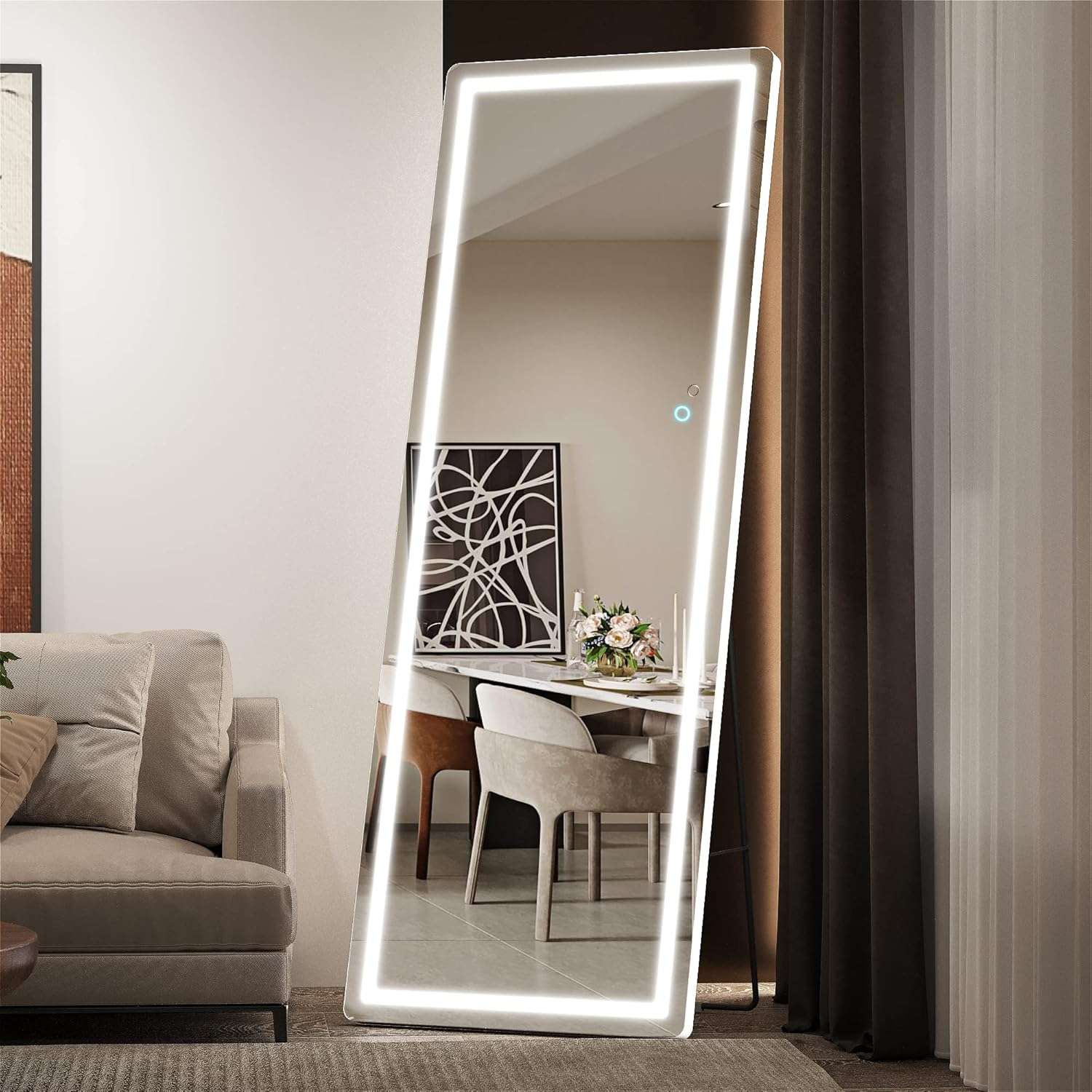 HASIPU Full Length Mirror, LED Door Mirror, Lighted Mirror, Round White