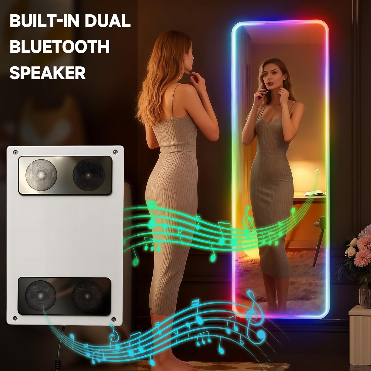 Hasipu LED Full Length Mirrors with Light and Bluetooth XX-RGB-GM