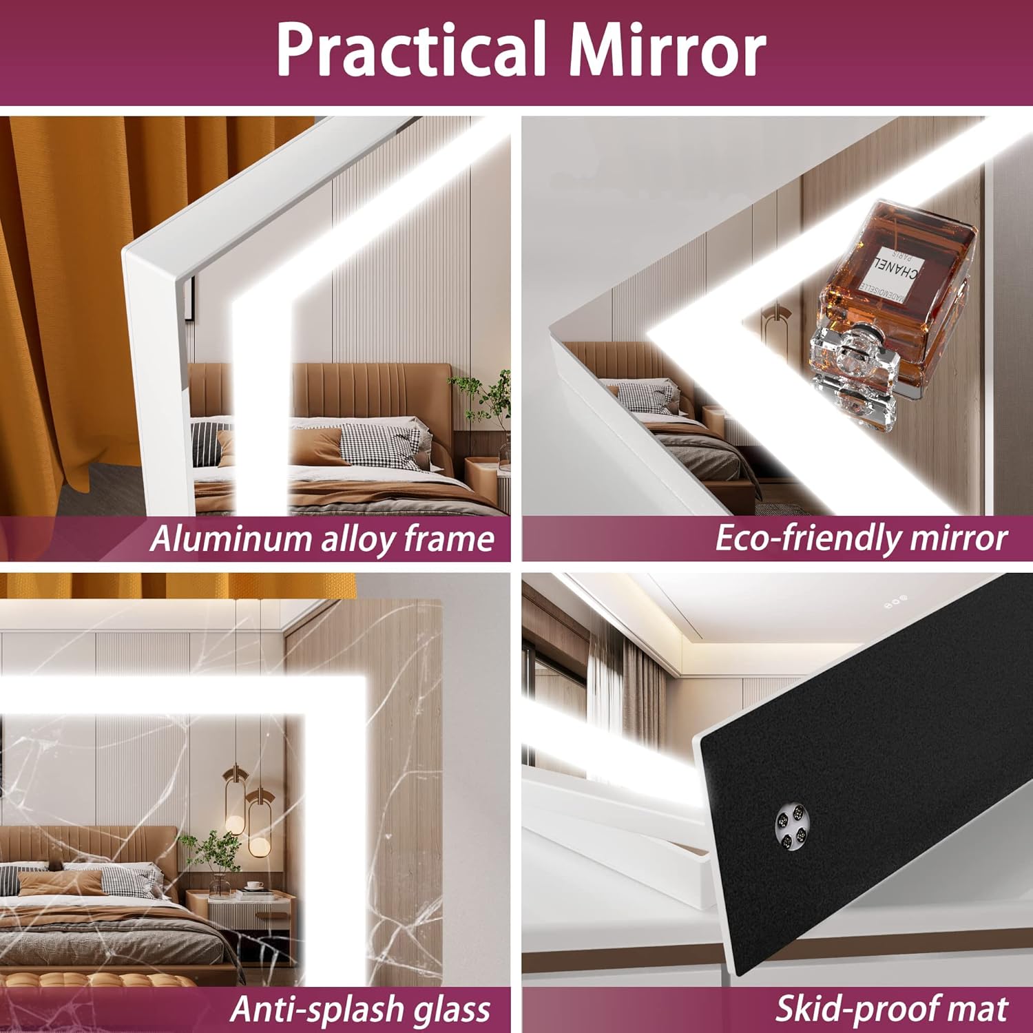Hasipu Vanity Mirror with Backlit Details