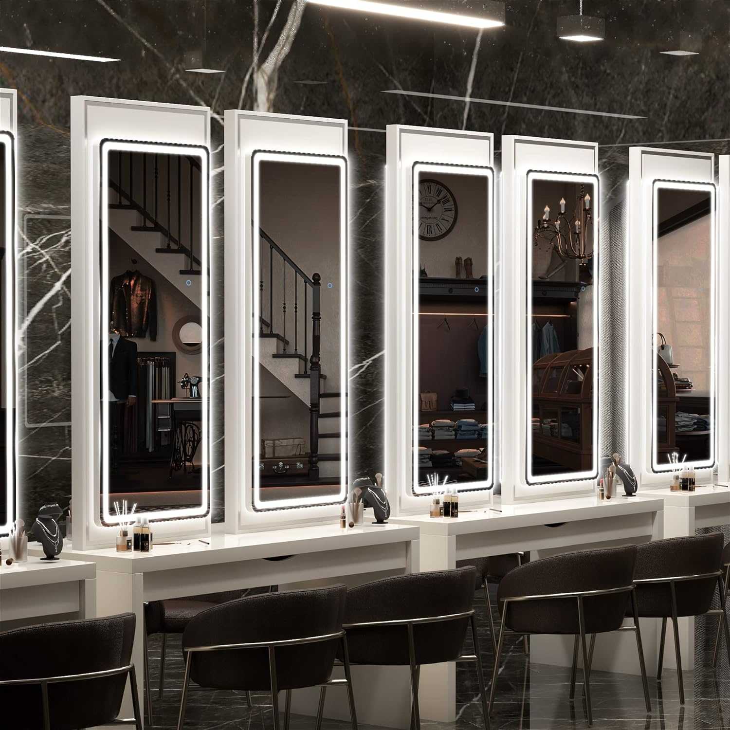 HASIPU Full Length Mirror, LED Door Mirror, Lighted Mirror, Round White