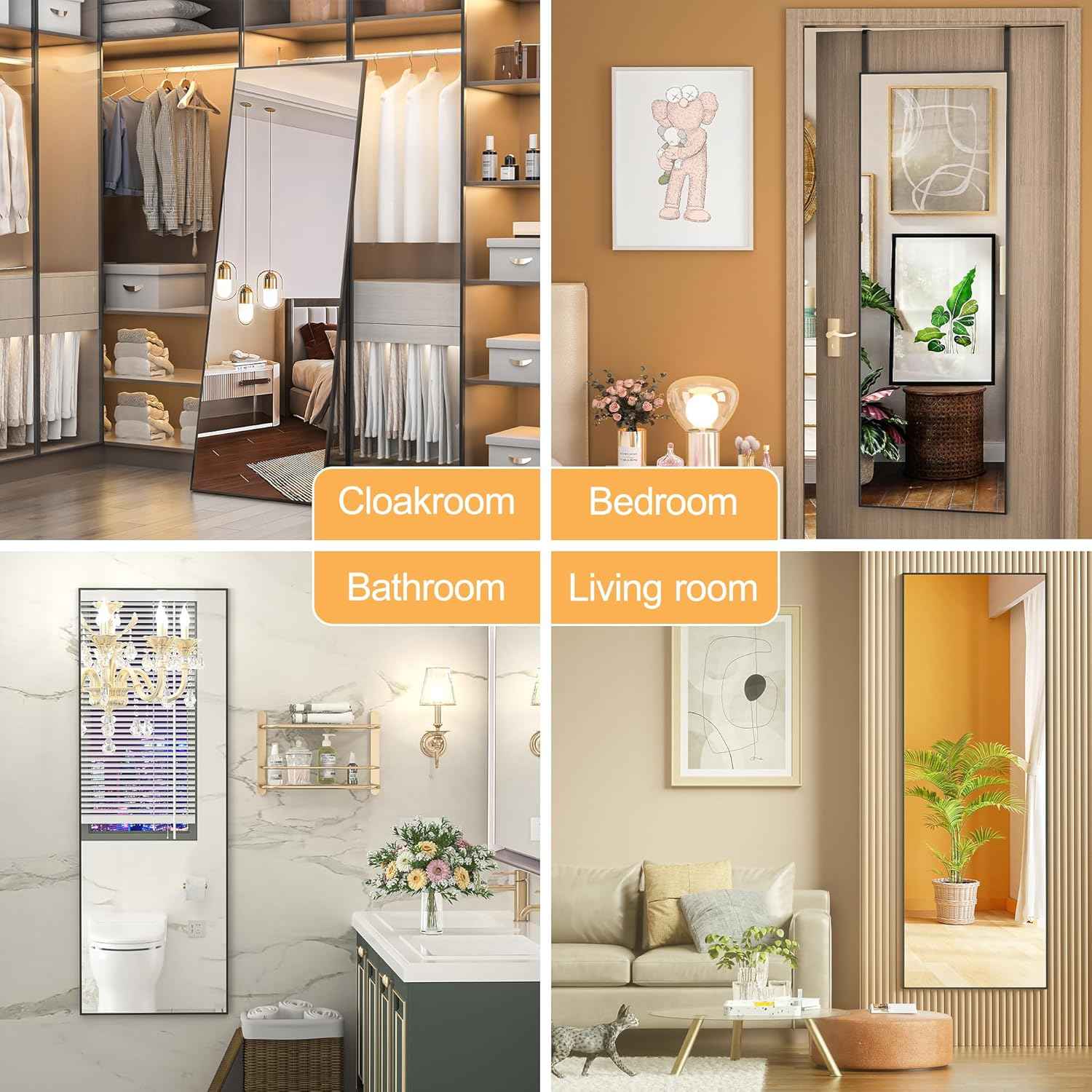 HASIPU Full Length, 51” x 16“ Full Body Door Mirror Wall Mirror