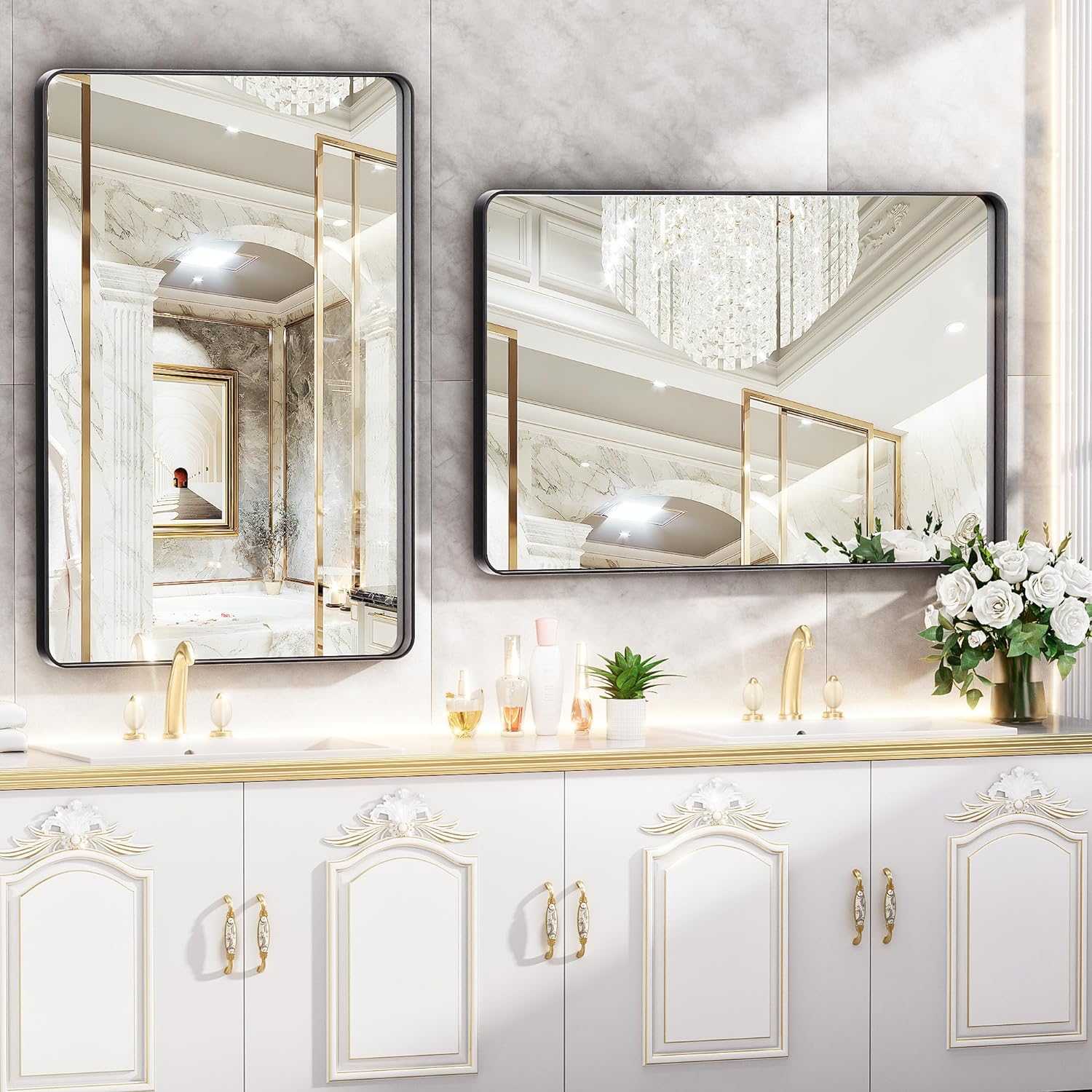 HASIPU Bathroom Mirror, Wall Makeup Mirror, Vanity Mirror for Bathroom
