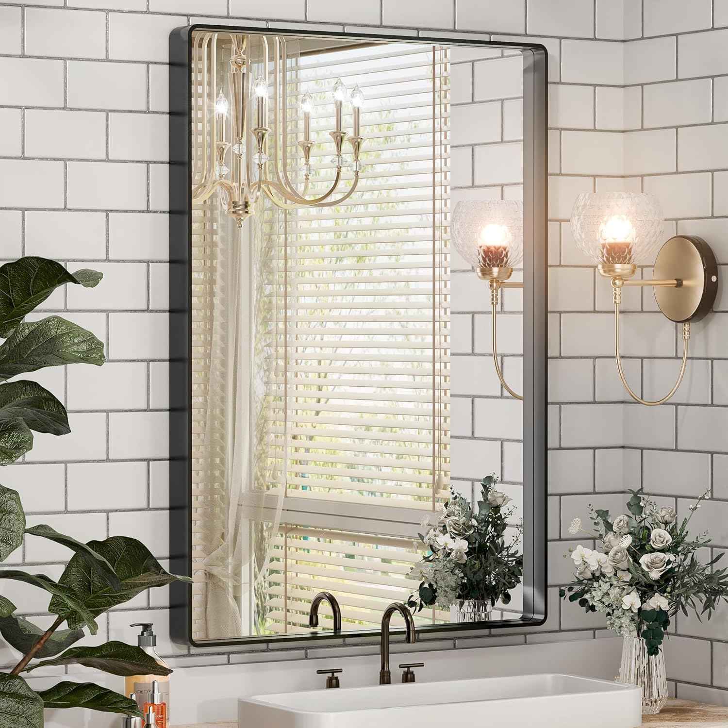 HASIPU Bathroom Mirror, Wall Makeup Mirror, Vanity Mirror for Bathroom