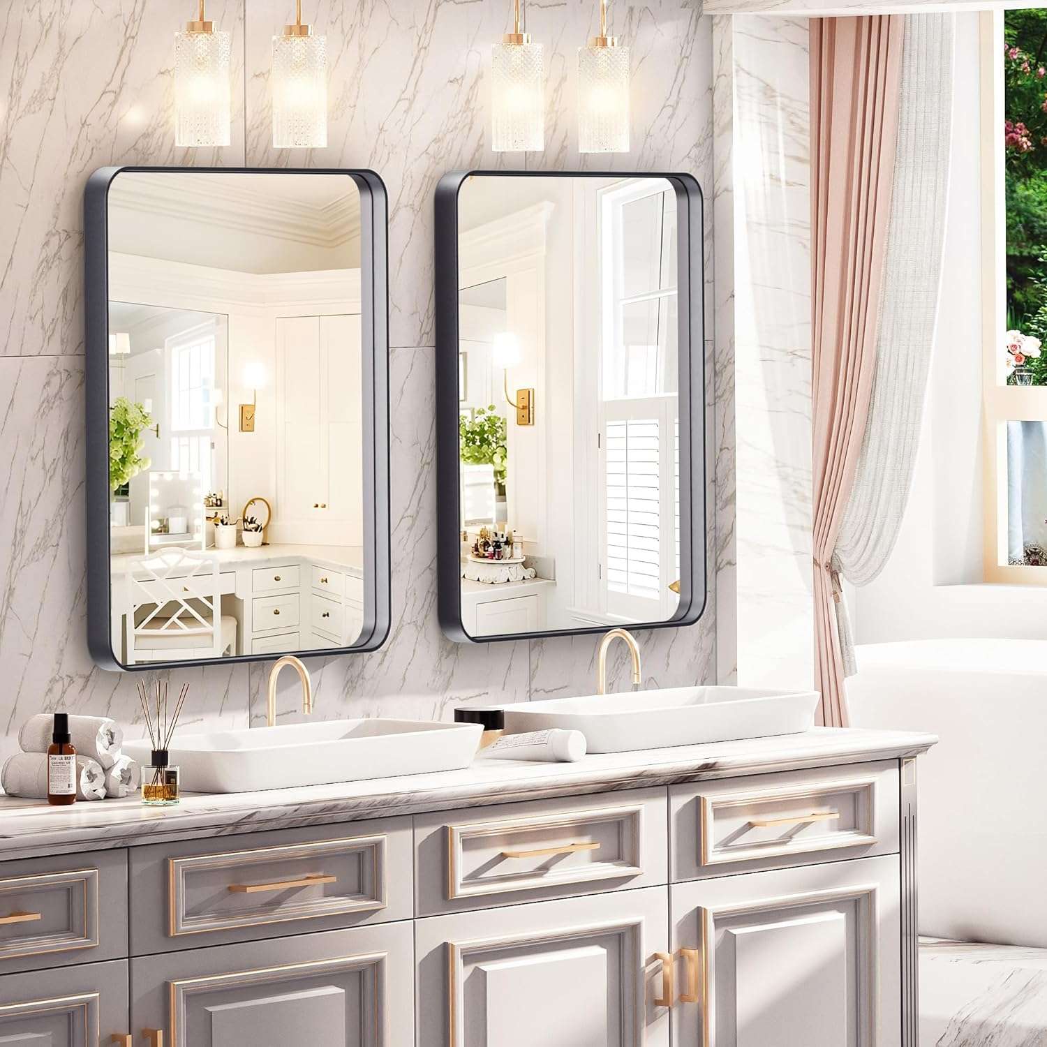 HASIPU Bathroom Mirror, Wall Makeup Mirror, Vanity Mirror for Bathroom