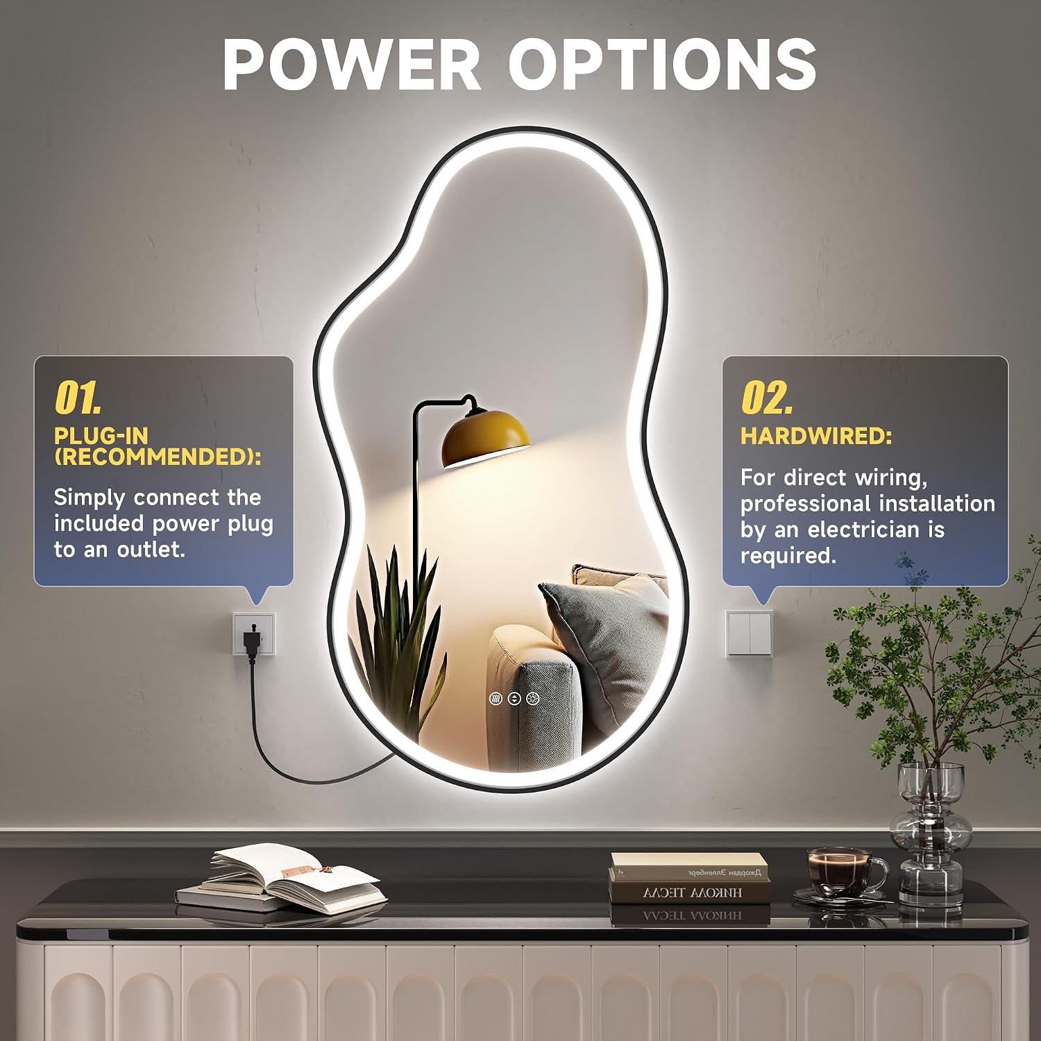 Hasipu LED Lrregular Mirrors with Light KM-BGZ
