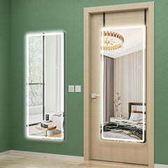 HAISPU Full Length Mirror, Lighted LED Door Mirror, Round Black