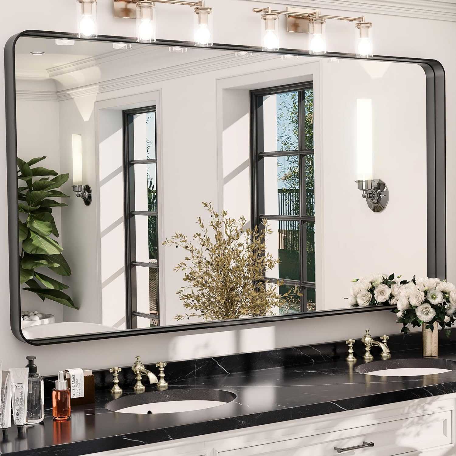 HASIPU Bathroom Mirror, Wall Makeup Mirror, Vanity Mirror for Bathroom