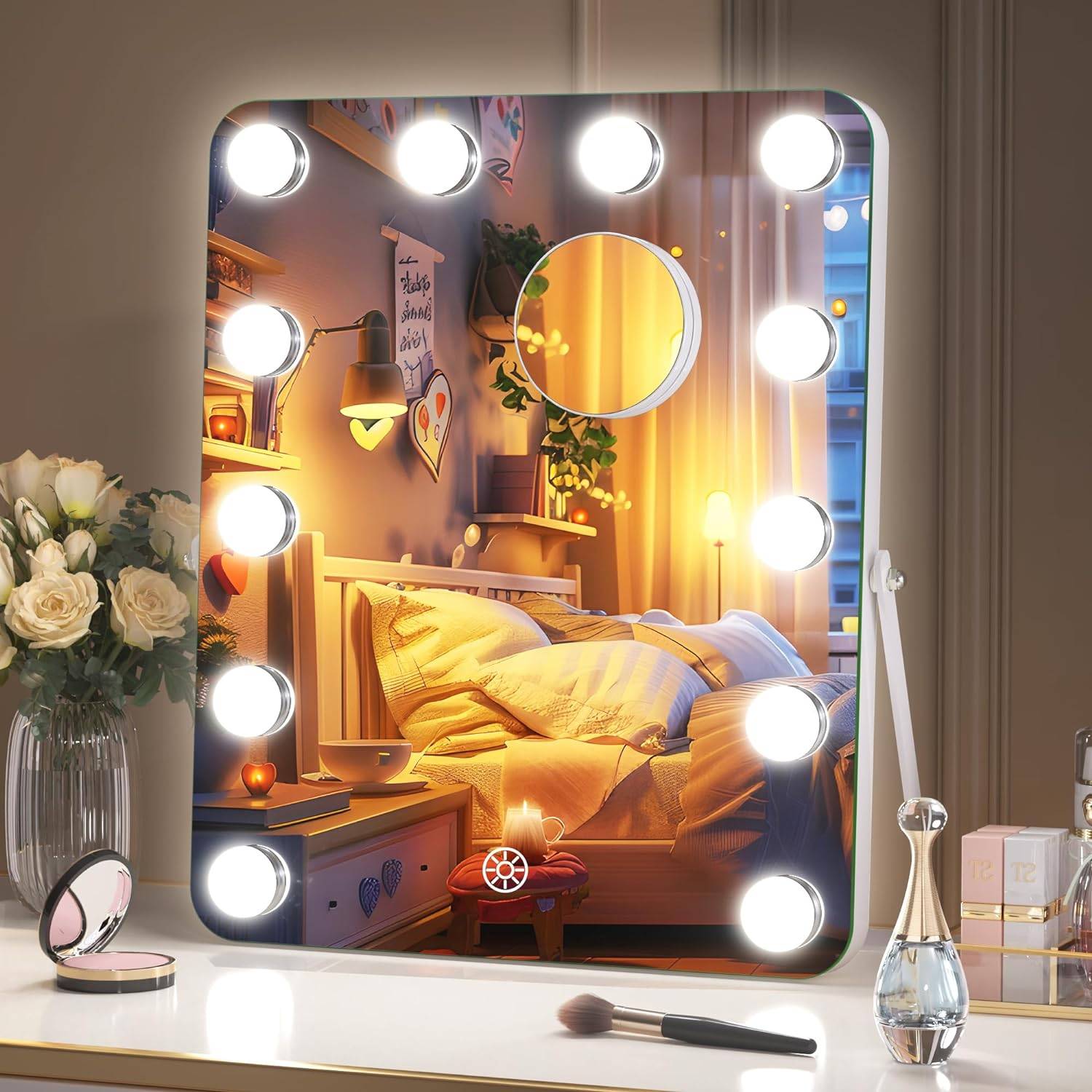 HASIPU 11/12 Bulbs Hollywood Vanity Mirror with Lights, LED Makeup Mirror