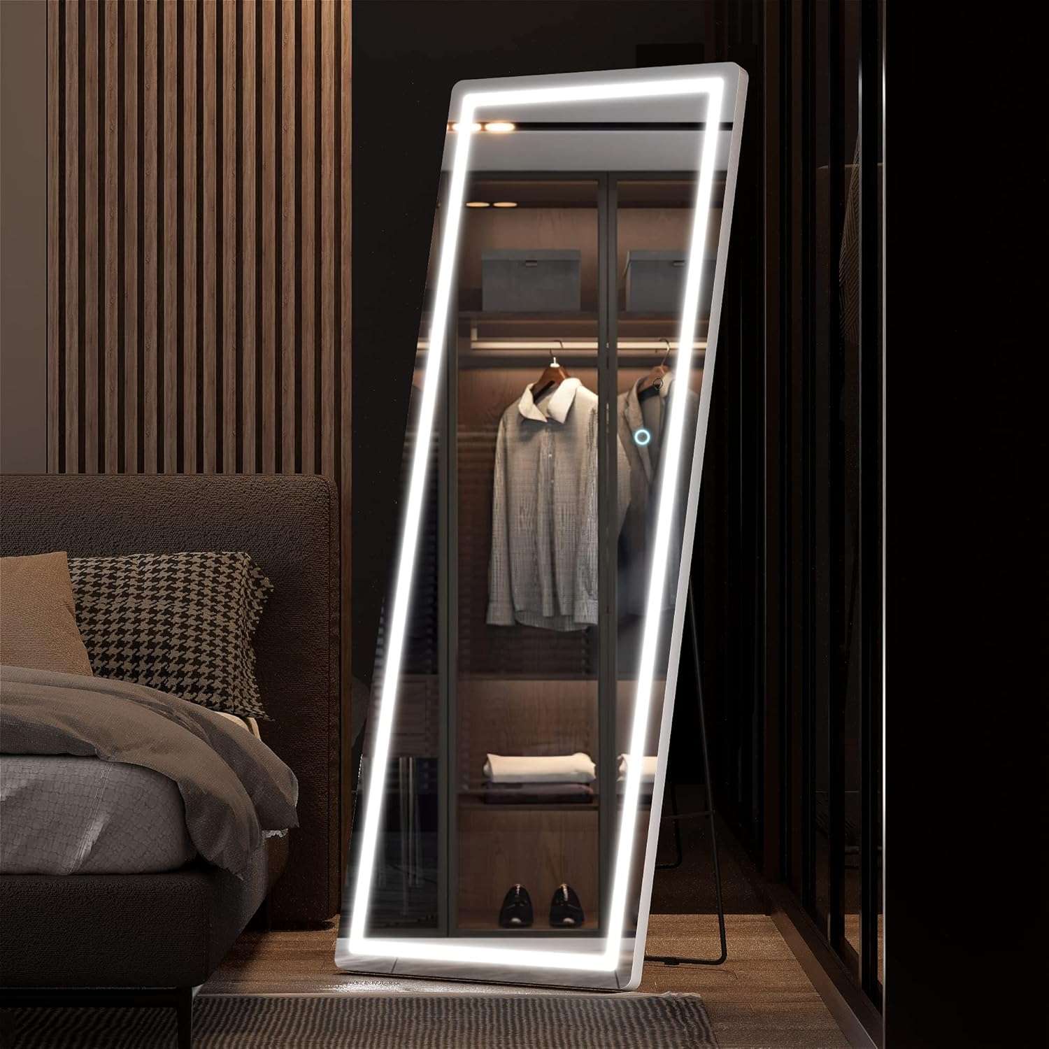 HASIPU Full Length Mirror, LED Door Mirror, Lighted Mirror, Round White