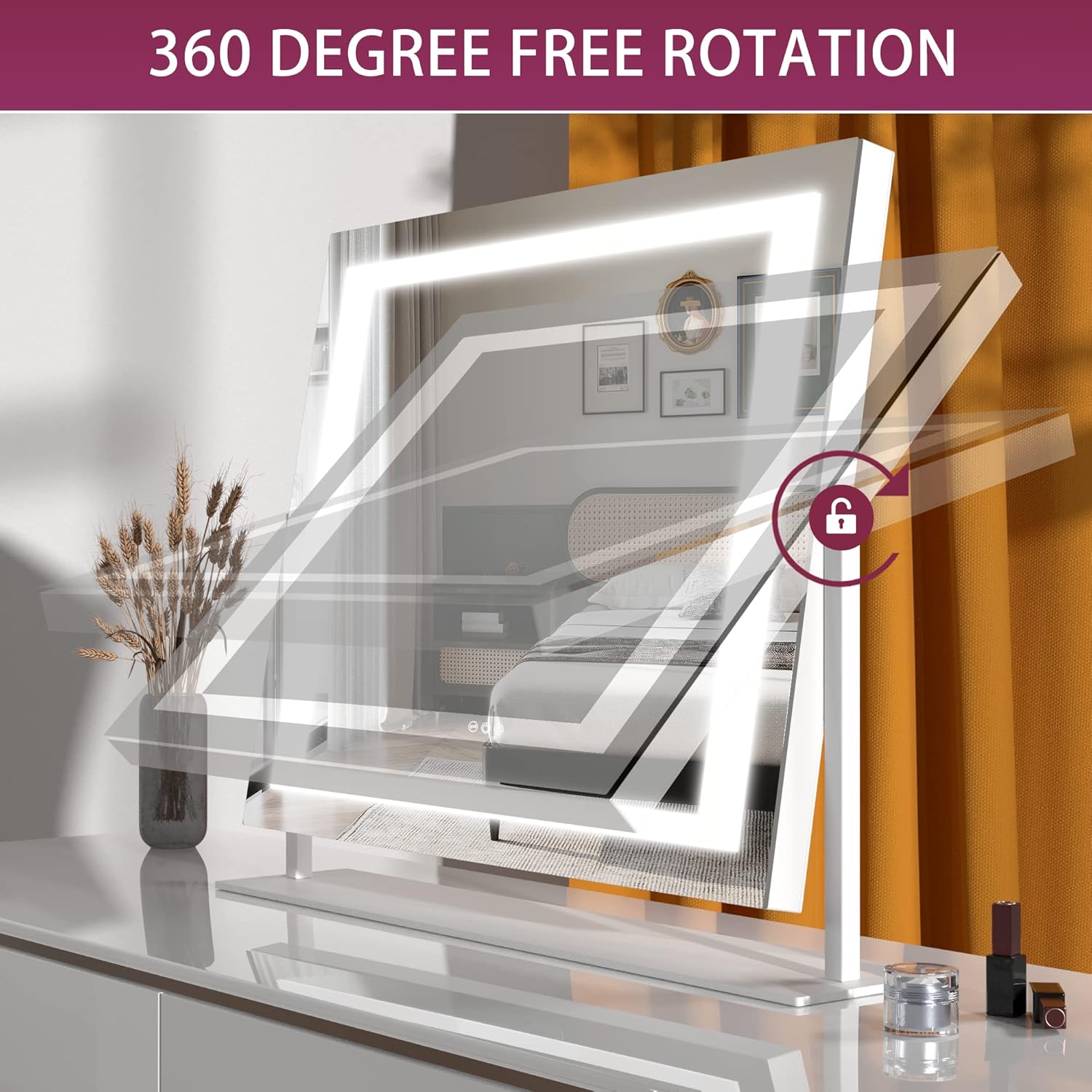 Hasipu Vanity Mirror with Backlit Details