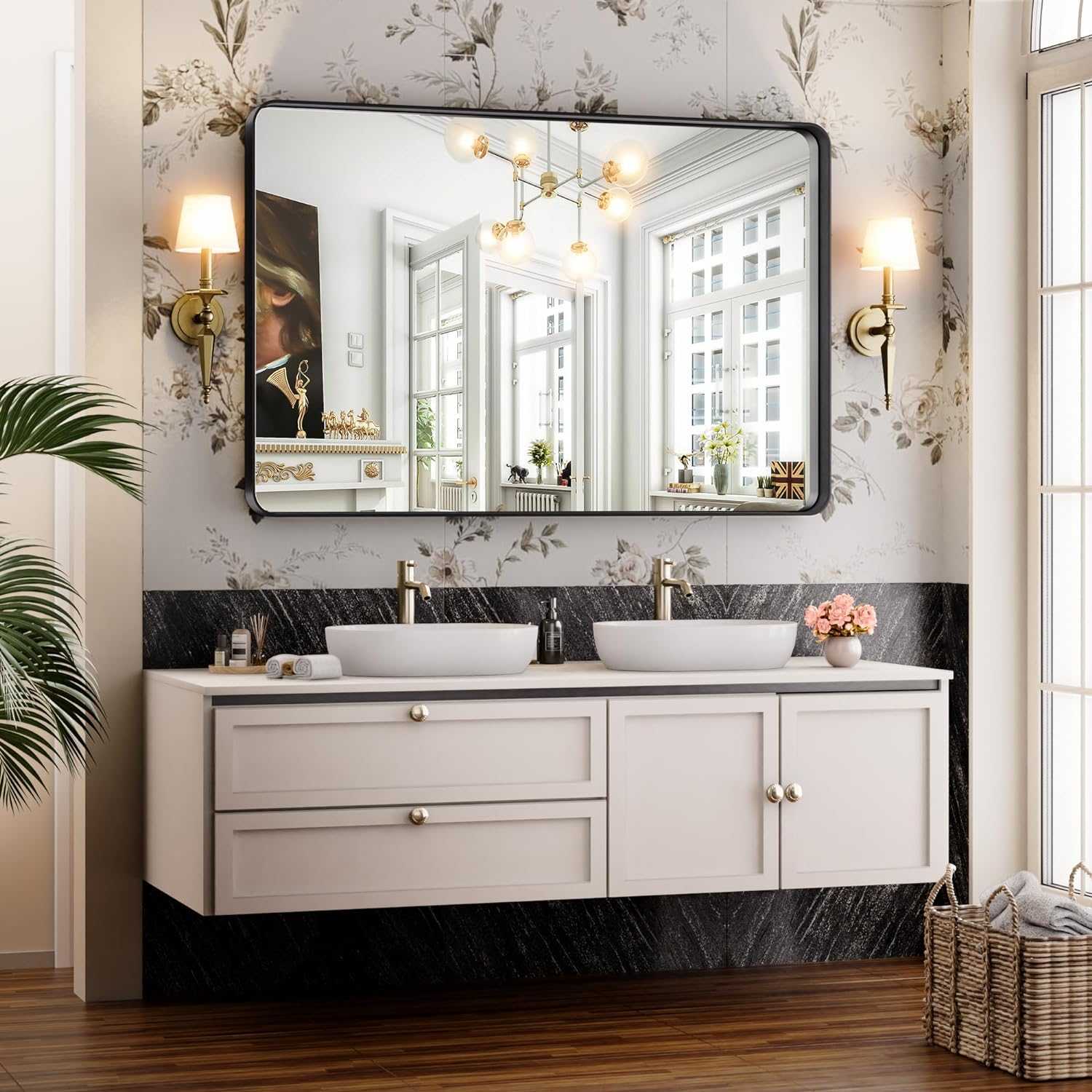 HASIPU Bathroom Mirror, Wall Makeup Mirror, Vanity Mirror for Bathroom