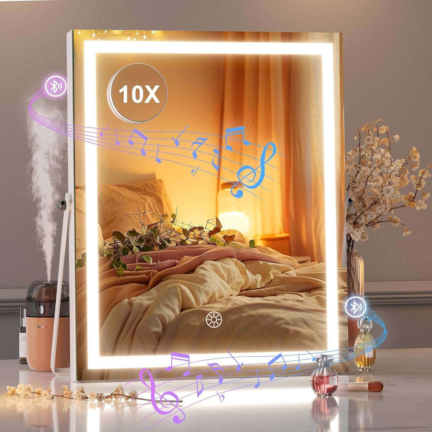 HASIPU Vanity Mirror with Light, LED Makeup Mirror, Bluetooth