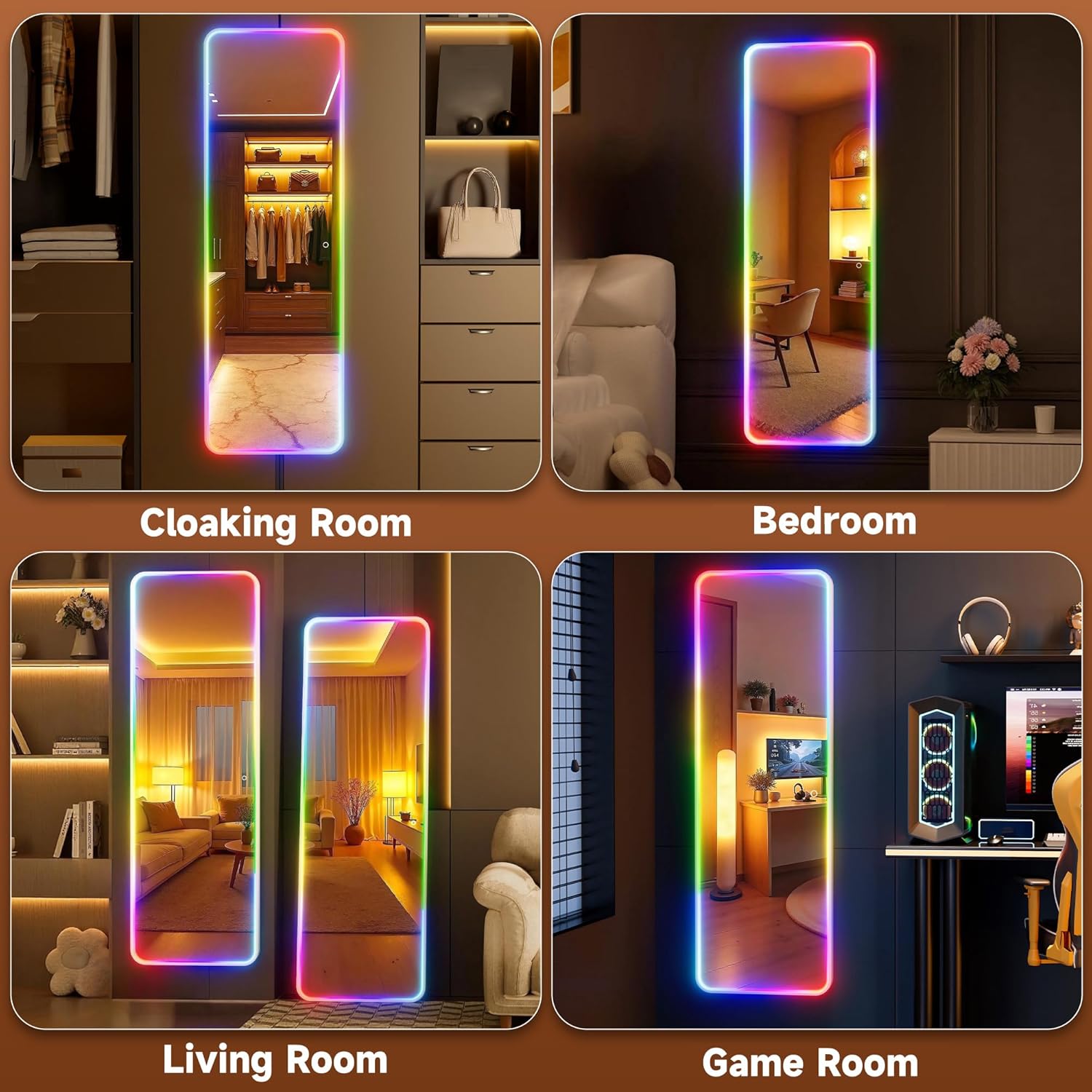 Hasipu LED Full Length Mirrors with Light and Bluetooth XX-RGB-GM