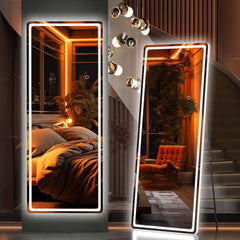 HASIPU Full Length Mirror, LED Door Mirror, Lighted Mirror, Round White