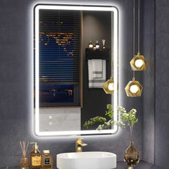 HASIPU Bathroom Mirror, LED Bathroom Mirror Lighted Mirror, Round