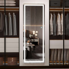 HAISPU Full Length Mirror, Lighted LED Door Mirror, Round Black