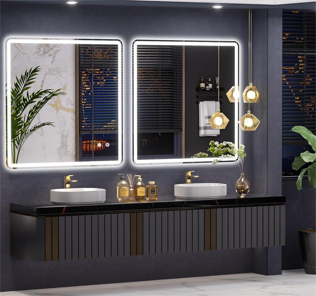 HASIPU Bathroom Mirror, LED Bathroom Mirror Lighted Mirror, Round