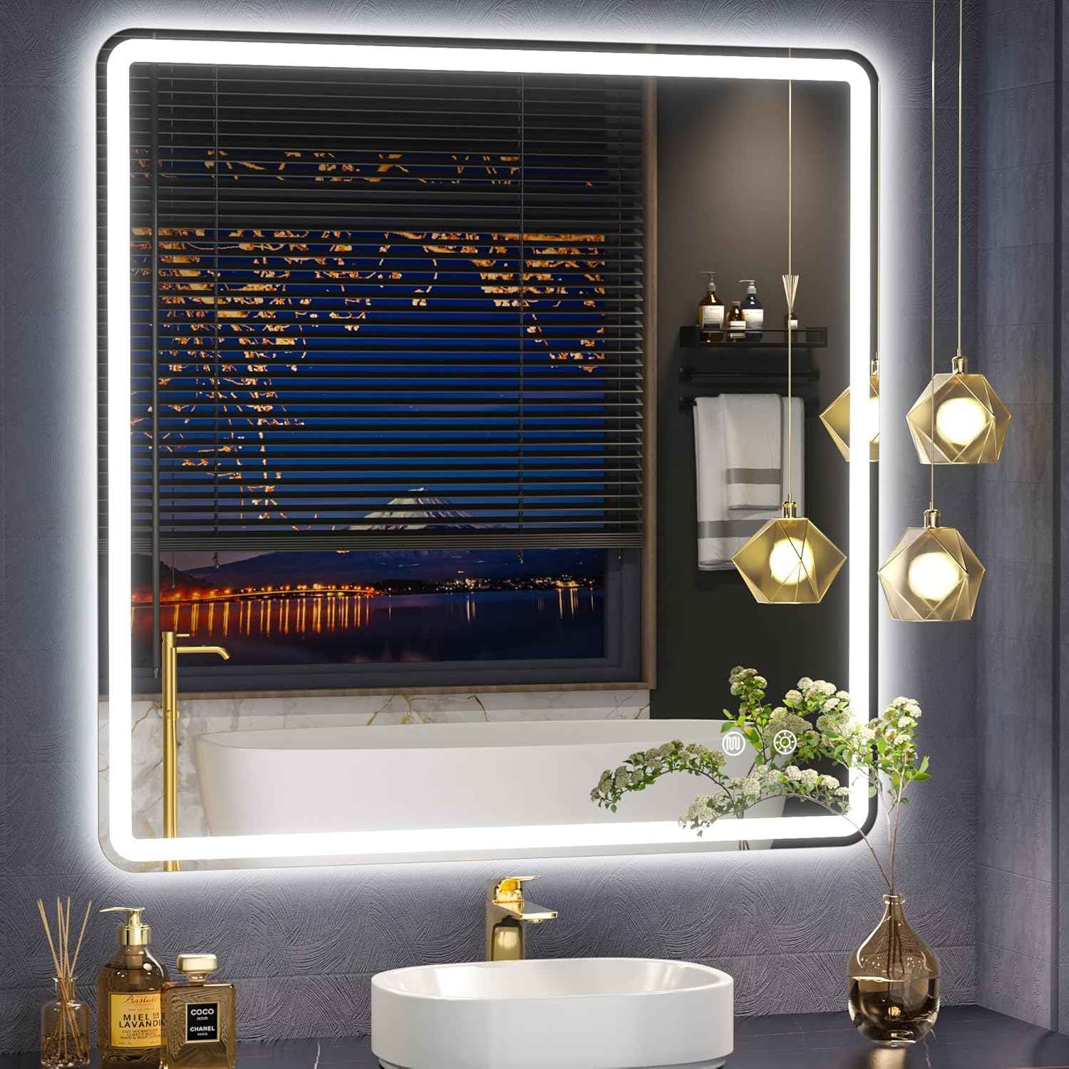 HASIPU Bathroom Mirror, LED Bathroom Mirror Lighted Mirror, Round