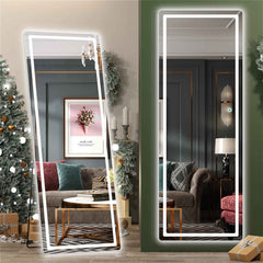 HAISPU Full Length Mirror, Lighted LED Door Mirror, Round Black