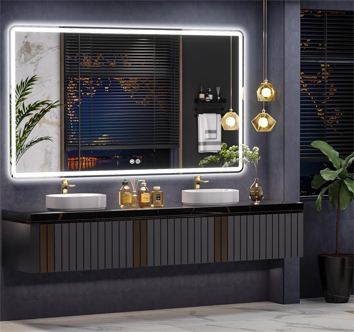 HASIPU Bathroom Mirror, LED Bathroom Mirror Lighted Mirror, Round