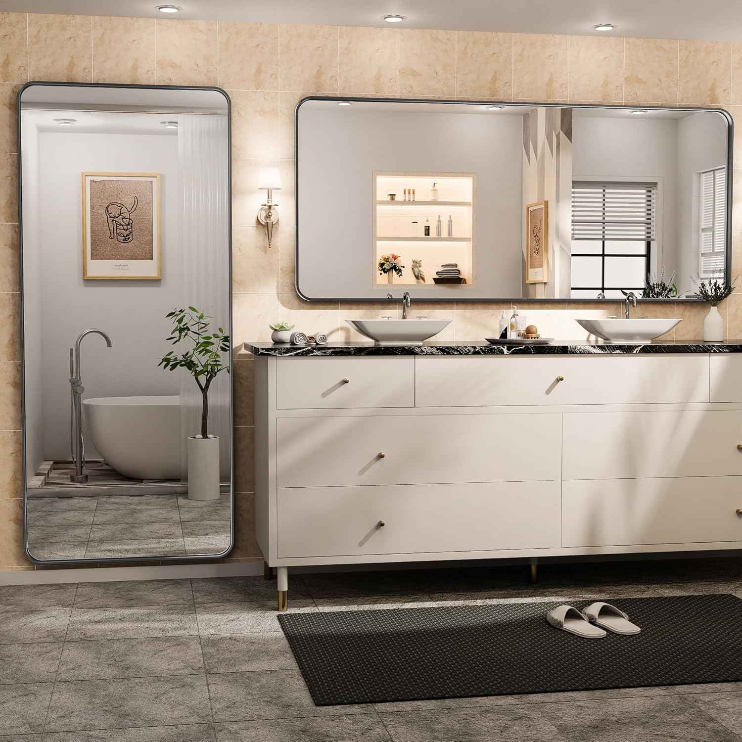HASIPU Bathroom Mirror, Wall Makeup Mirror, Vanity Mirror for Bathroom