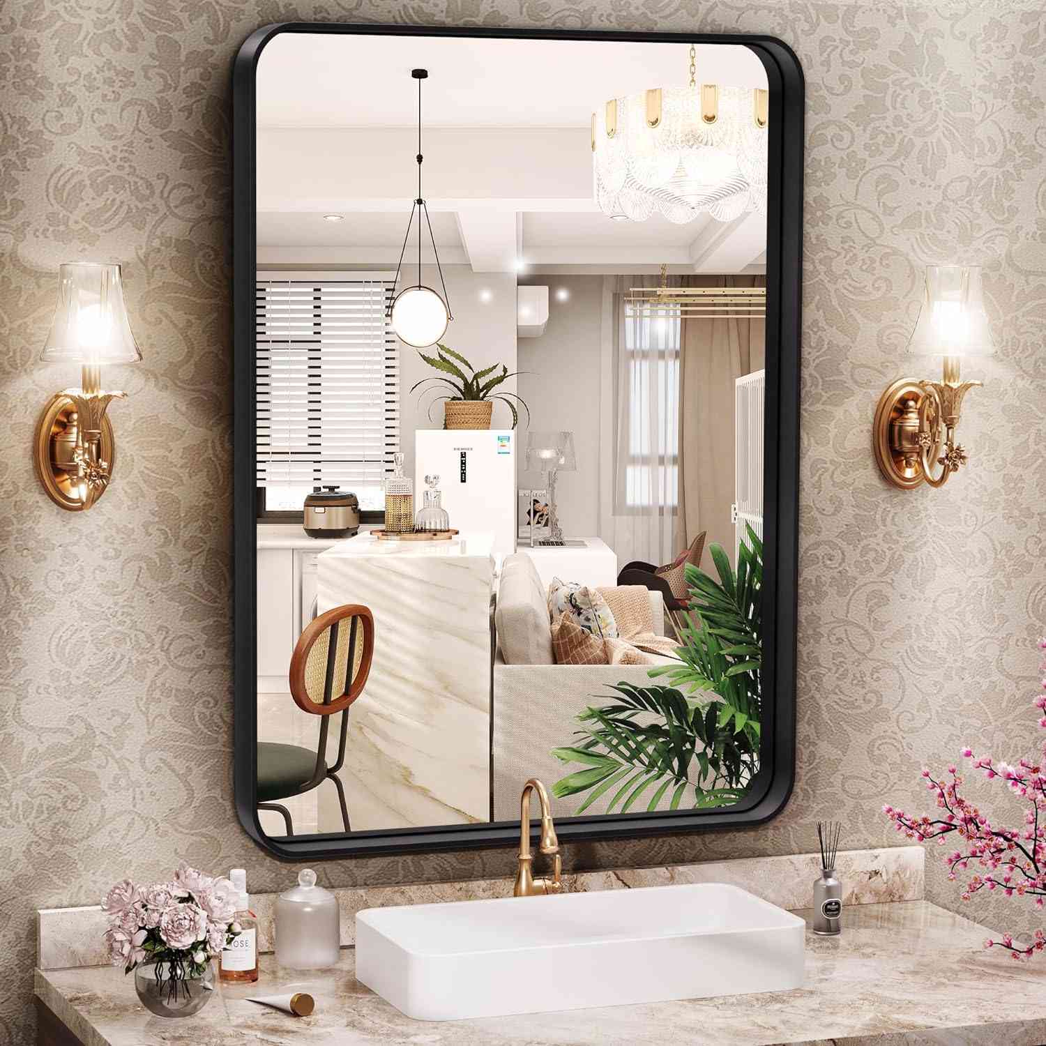 HASIPU Bathroom Mirror, Wall Makeup Mirror, Vanity Mirror for Bathroom
