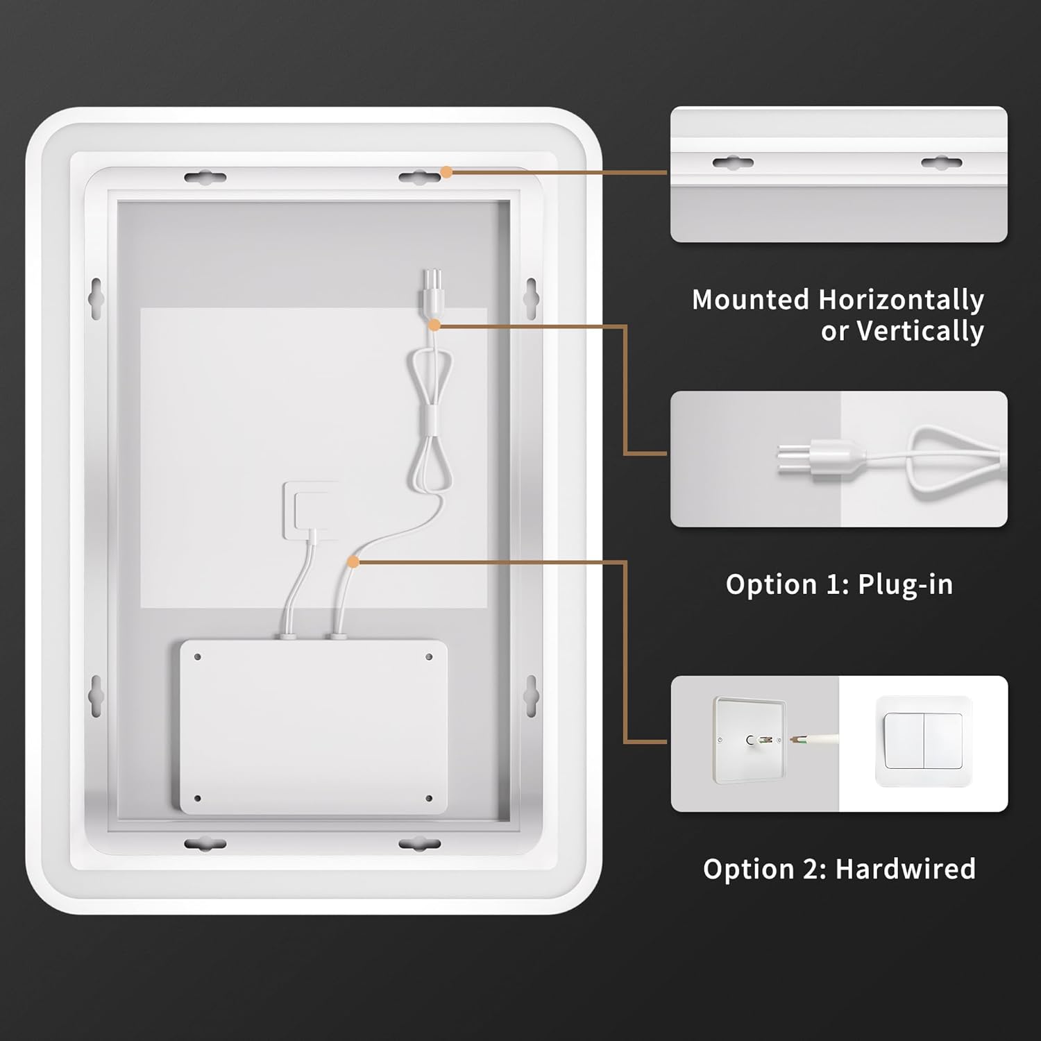 HASIPU Bathroom Mirror, LED Bathroom Mirror Lighted Mirror