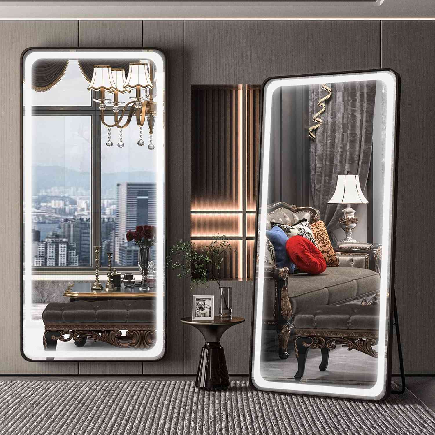 HASIPU Full Length Mirror, LED Door Mirror, Lighted Mirror, Round White