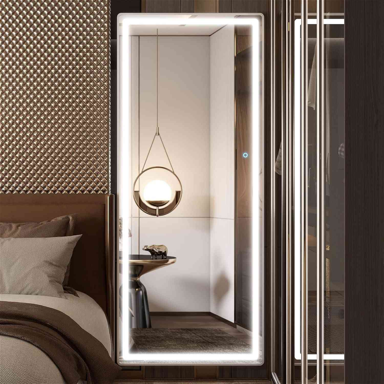 HASIPU Full Length Mirror, LED Door Mirror, Lighted Mirror, Round White