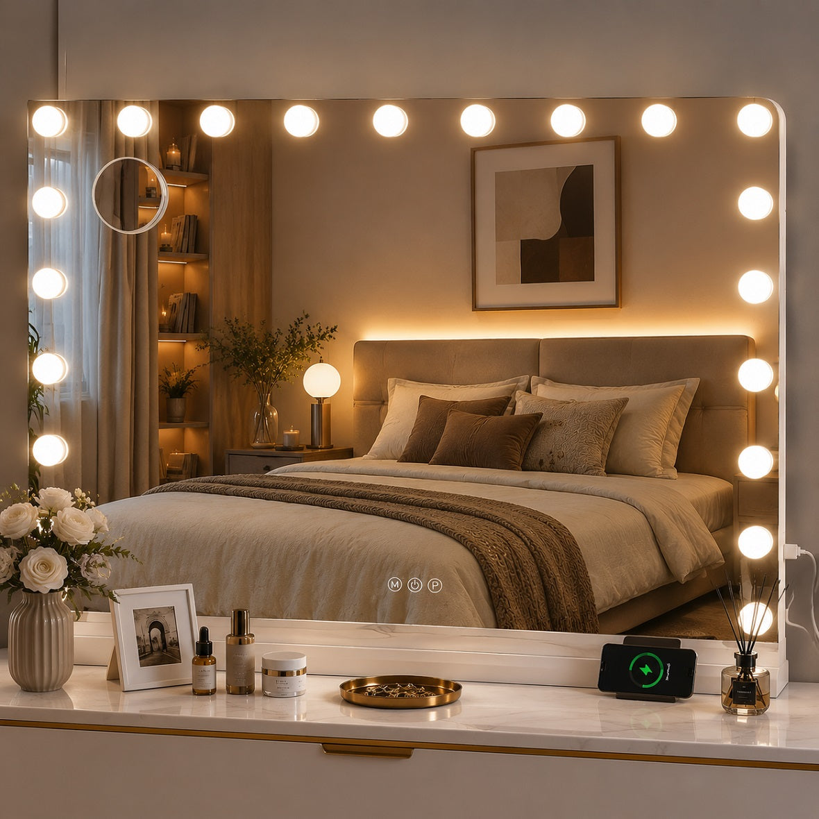 Hasipu Vanity Makeup Hollywood Mirror with 21 Dimmable Bulbs HA-KM-HLW1