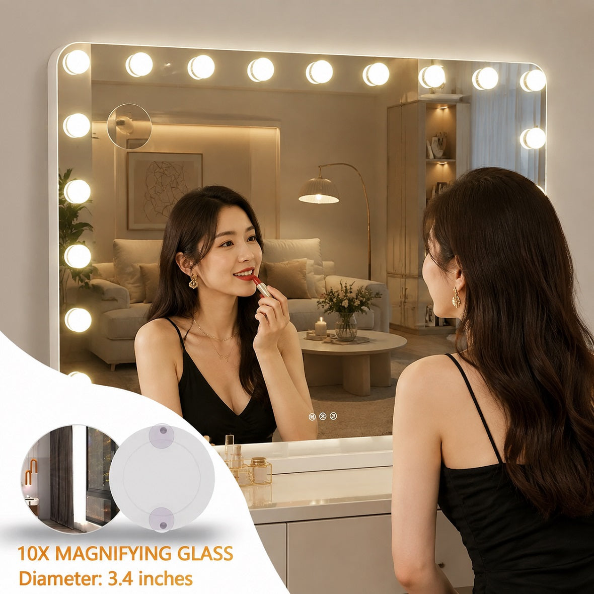 Hasipu Vanity Makeup Hollywood Mirror with 21 Dimmable Bulbs HA-KM-HLW1