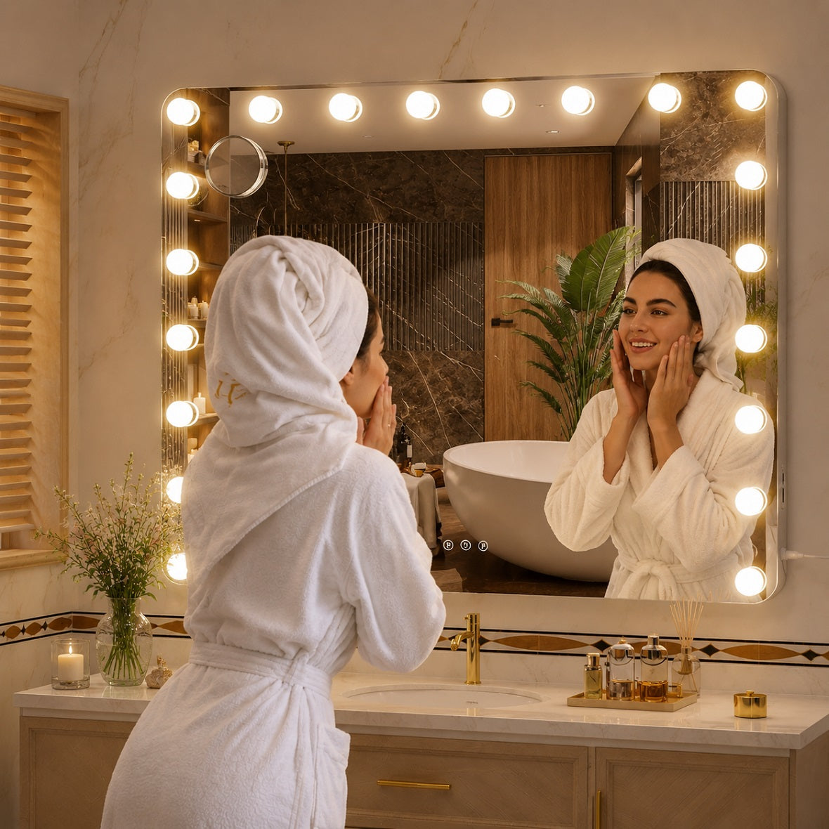 Hasipu Vanity Makeup Hollywood Mirror with 21 Dimmable Bulbs HA-KM-HLW1