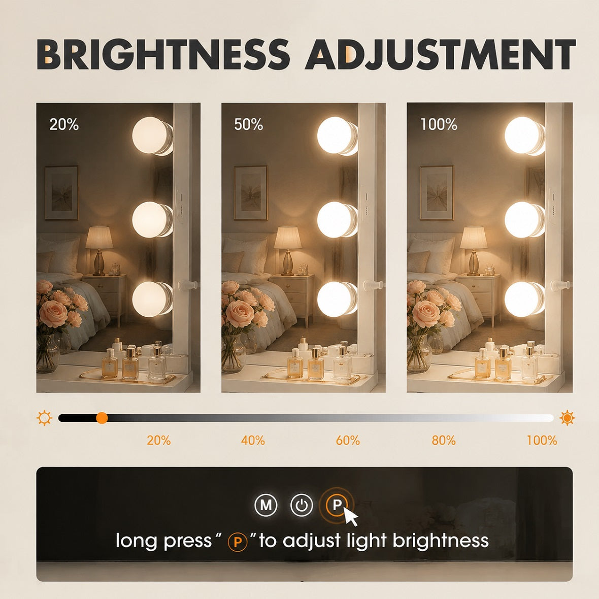 Hasipu LED Vanity Makeup Hollywood Mirror HLW010S