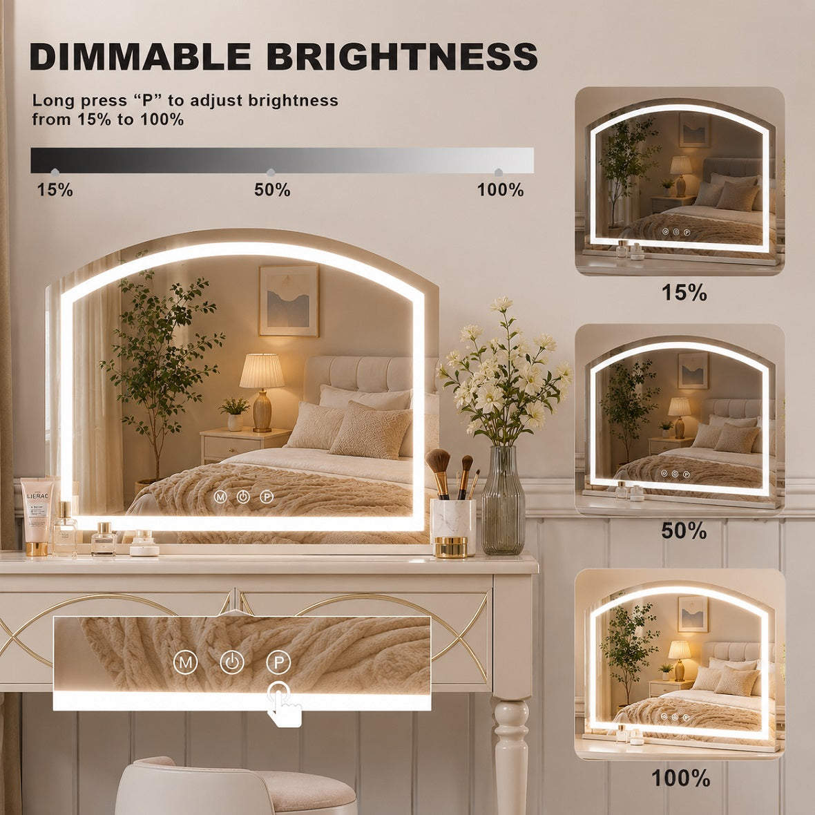 Hasipu Arched LED Vanity Mirror with Lights HZ023