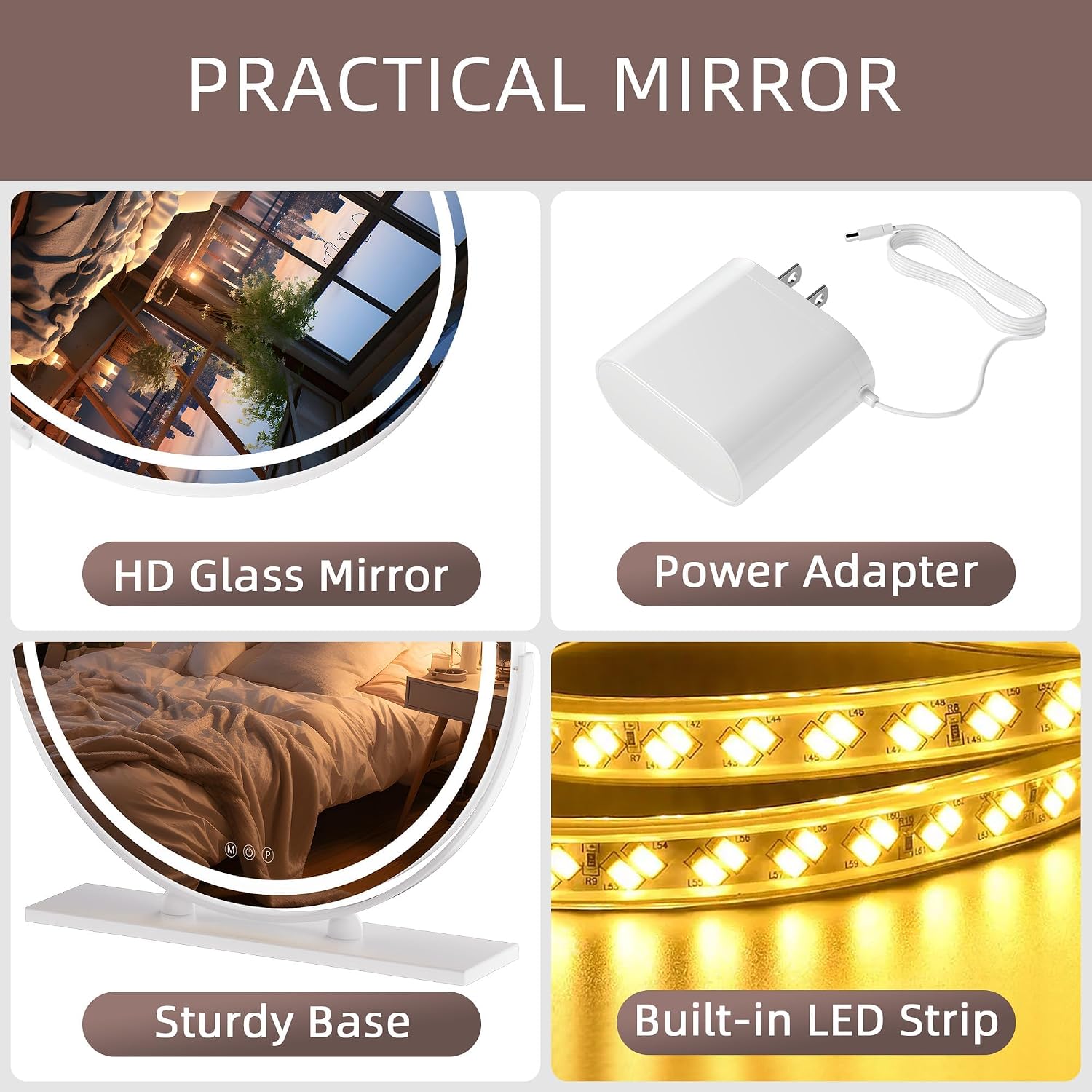 Hasipu Round Vanity Mirror with Lights HZ012