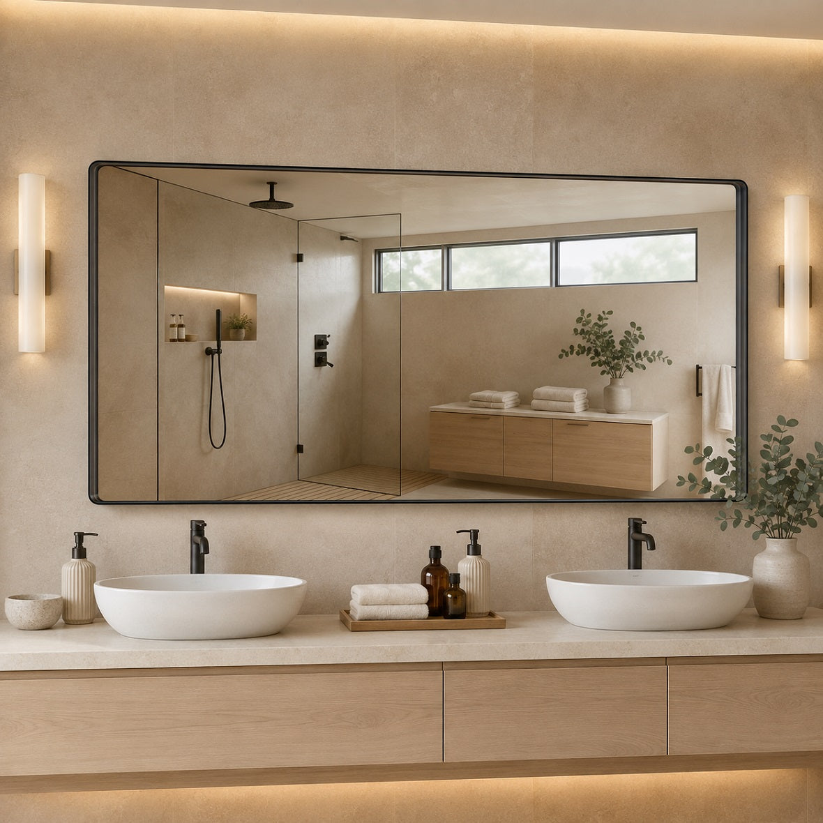 Hasipu Bathroom Mirror with a Metal Frame KM-AAR