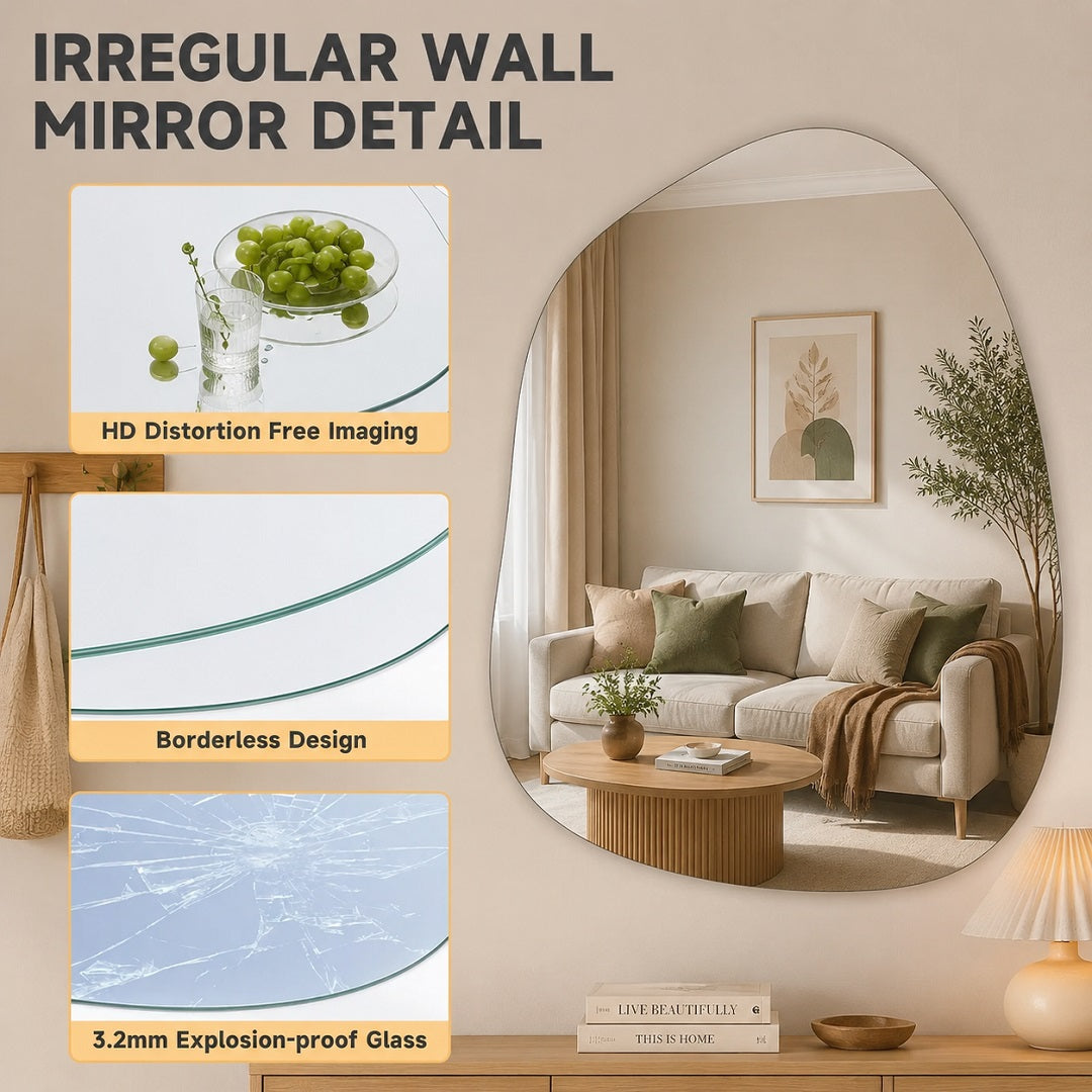 Hasipu Irregular and Frameless Mirrors KM-BGZ10176