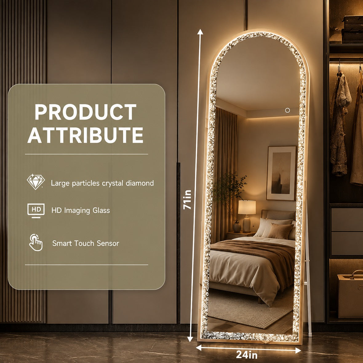 Hasipu LED Diamond Full-length Mirror KM-DIAC-FLB