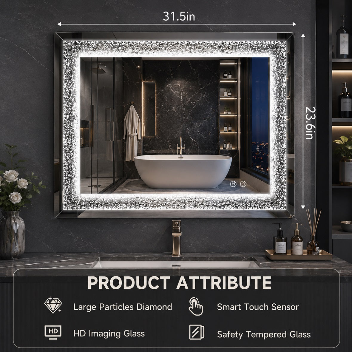 Hasipu LED Diamond Wall Mirror KM-DIAC-UL
