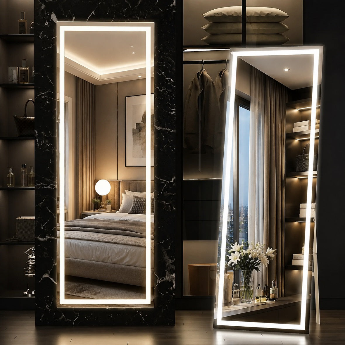 Hasipu Rectangular LED Full-Length Mirror with Lights – KM-LED