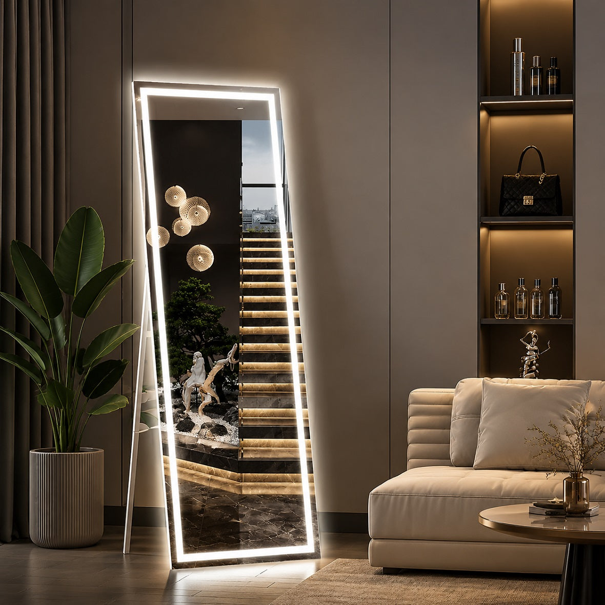Hasipu Rectangular LED Full-Length Mirror with Lights – KM-LED