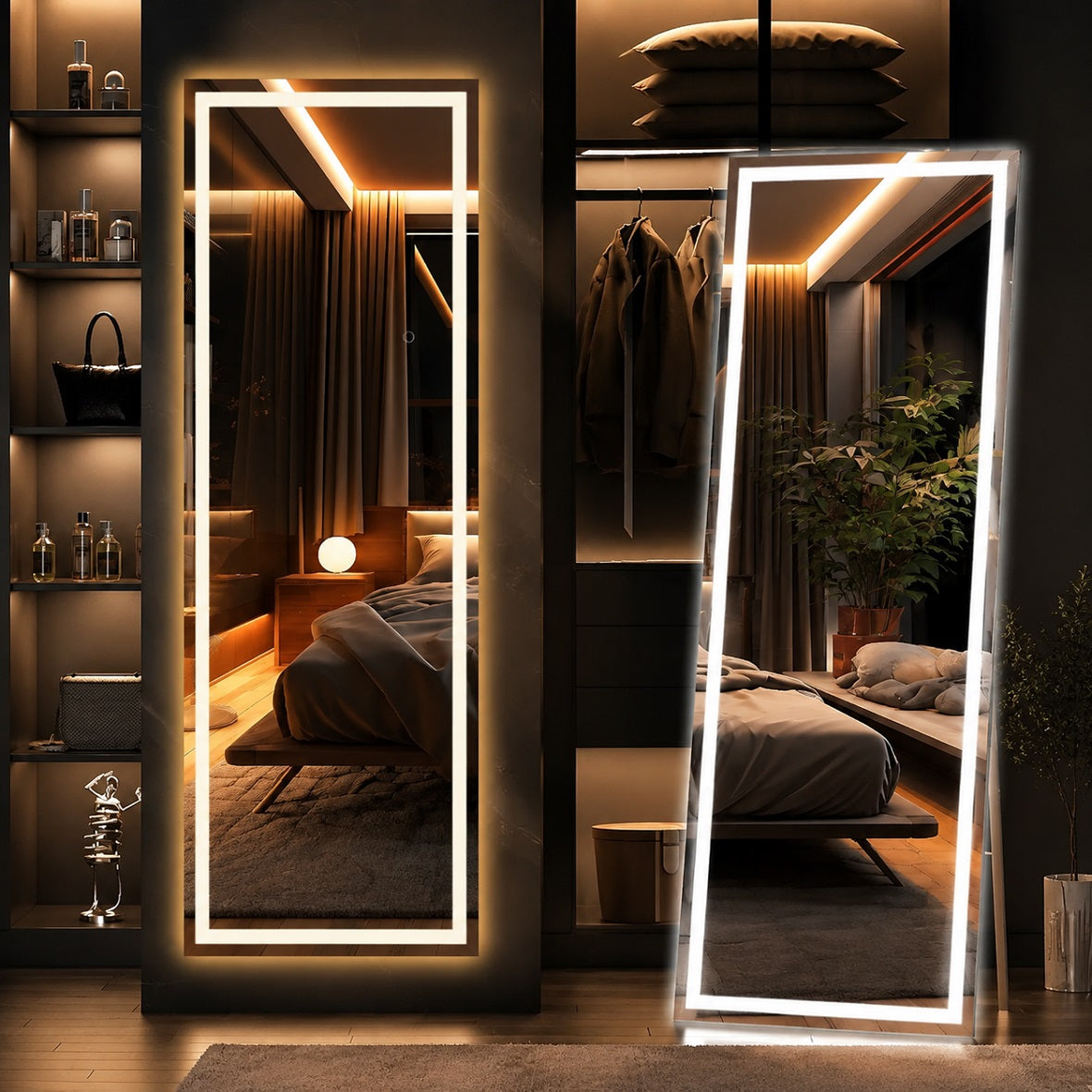 Hasipu Rectangular LED Full-Length Mirror with Lights – KM-LED
