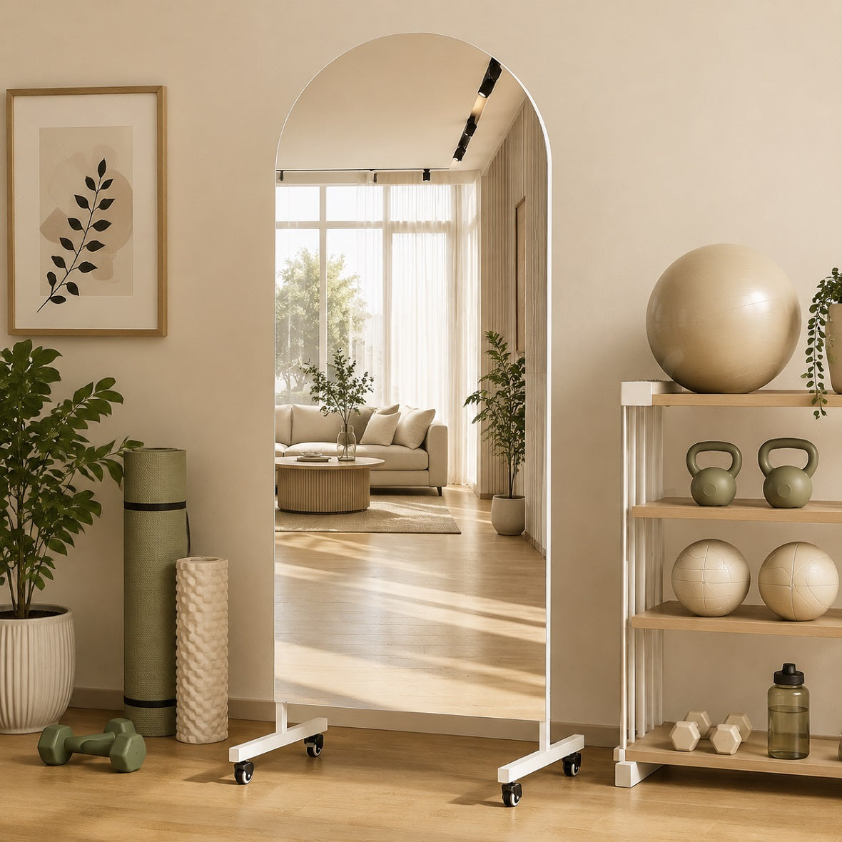 Hasipu Arched Full Length Mirror on Wheels KM-MOVE-A