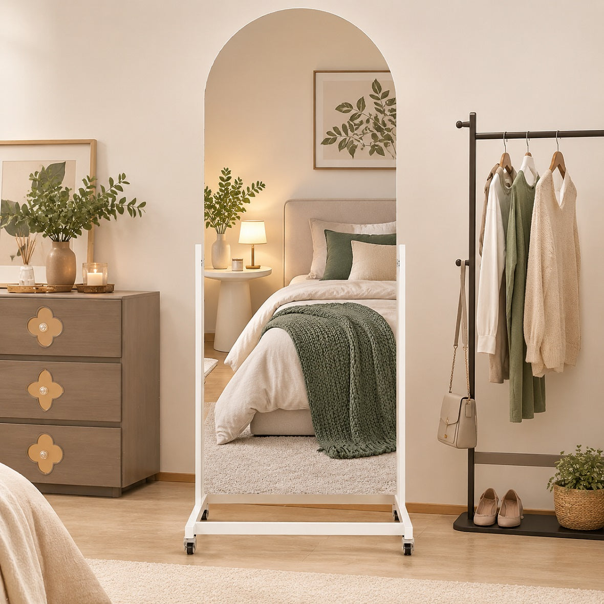 Hasipu Arched Full Length Mirror on Wheels KM-MOVE-A