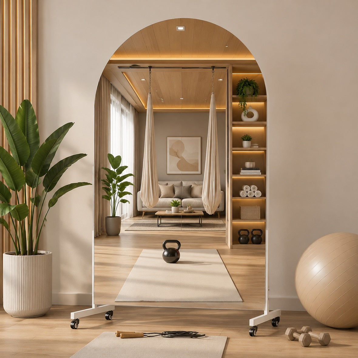Hasipu Arched Full Length Mirror on Wheels KM-MOVE-A