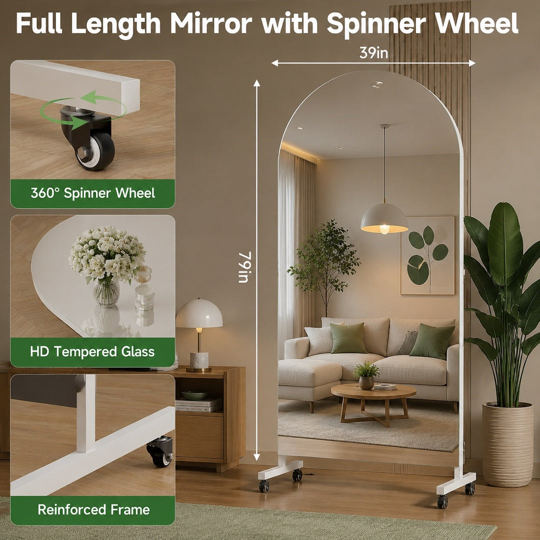 Hasipu Arched Full Length Mirror on Wheels KM-MOVE-A